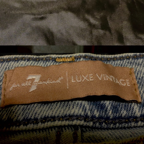 NWOT 7forAM Luxe Vintage Wide Leg High Waist Raw Hem Stretch Faded Jeans Sz27/30 - Picture 7 of 8